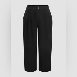 Mid Waist Pleated Trousers, Plus Size